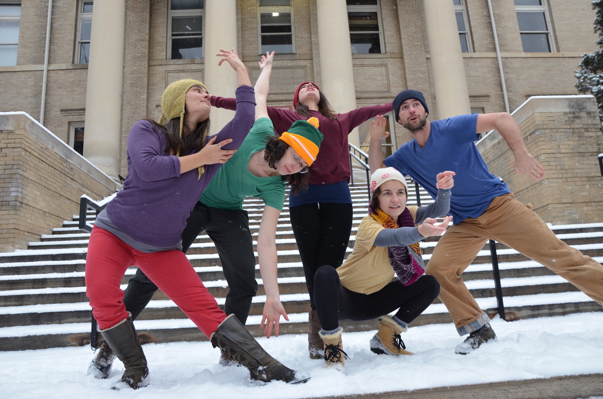 CU Contemporary Dance Works students practicing for their tour in Paonia. Photo by Ellen Reynerson