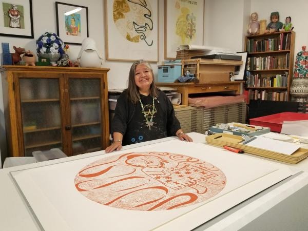 CU Boulder printmaker Melanie Yazzie in her studio.