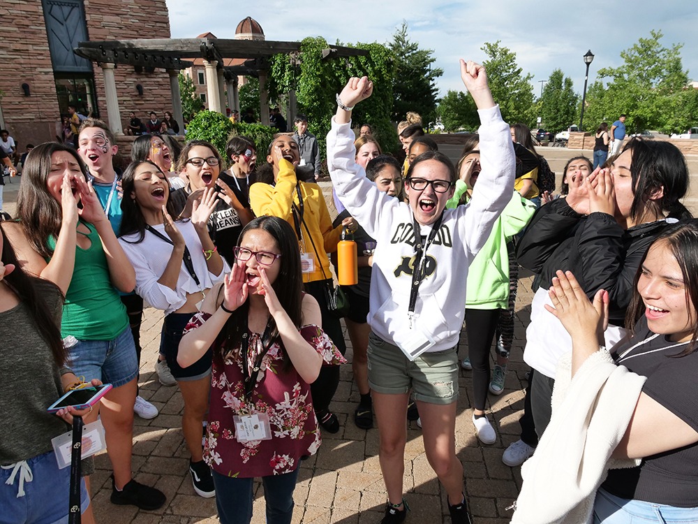 ODECE's Summer Bridge Program students celebrate during an event on campus in summer 2019. This year, the program will be conducted online. (Photo by Casey Cass)